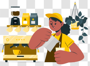 Keywords Coffee Shop - Barista Preparing Coffee In Cafe Transparent PNG