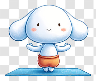 Cinnamoroll Doing Yoga - Cute Blue Character Doing Yoga Transparent PNG