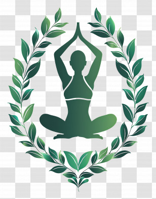 Yoga Symbol - Yoga Sitting Pose With Leaf Frame Transparent PNG