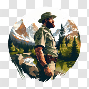 National Park Service Founders Day - Park Ranger In Mountainous Forest Transparent PNG