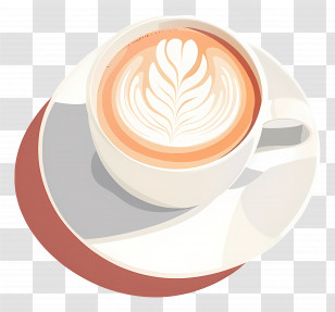 Cappuccino Coffee - Steaming Coffee Cup With Latte Art Transparent PNG