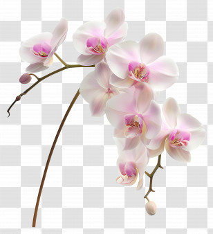 Orchid Flower - Exquisite Pink And White Orchids In Bloom Transparent PNG