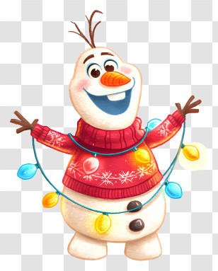 Christmas Olaf - Festive Snowman Wrapped In Lights Transparent PNG