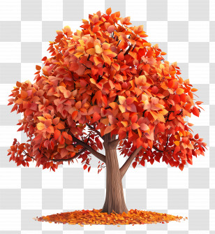 3d Tree - Beautiful Autumn Tree With Red Leaves Transparent PNG