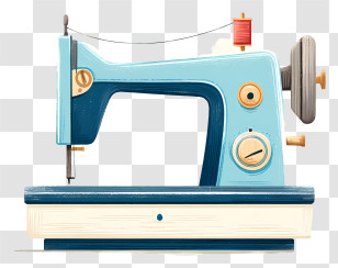 Vintage Sewing Machine - Blue Sewing Machine Illustration Transparent PNG