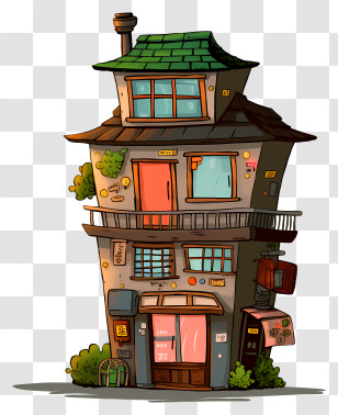 Cartoon Building - Small Cute Doodle House Transparent PNG