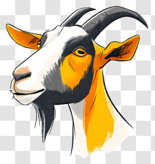 Goat Side Face - Cartoon Goat With Horns Transparent PNG
