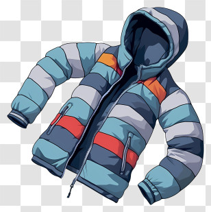 Padded Jacket - Colorful Striped Winter Jacket Transparent PNG