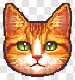 Pixel Cat - Pixel Art Cat Face Illustration Transparent PNG