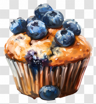 Blueberry Muffin - Delicious Blueberry Muffin With Fresh Berries Transparent PNG