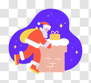Christmas - Santa Claus Delivering Gifts Transparent PNG