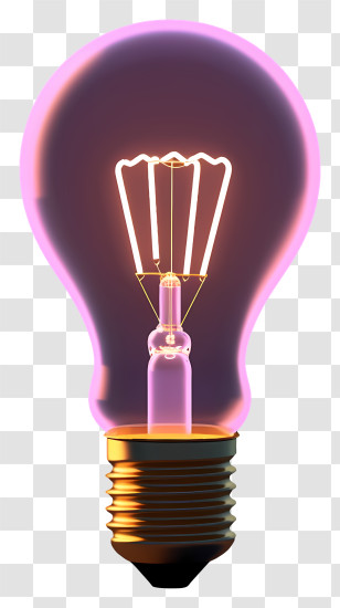 Light Bulb - Purple And Gold Glowing Light Bulb Transparent PNG