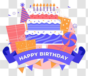 Birthday - Birthday Cake With Gifts Decoration Transparent PNG
