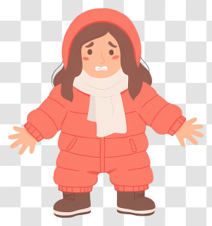 Freezing Girl - Bundled Up Child In Orange Transparent PNG