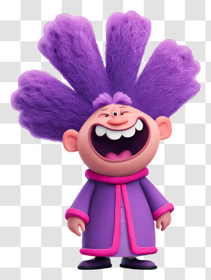 Purple Figure - Laughing Purple Haired Character Transparent PNG