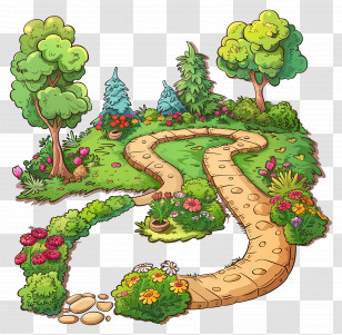 Garden Path - Garden Landscape With Pathway Illustration Transparent PNG