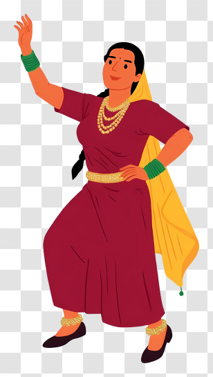 Indian Woman Dancing - Indian Female Folk Dancer Illustration Transparent PNG