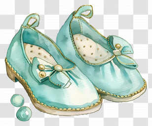 Baby Shoes - Blue Ballet Shoes With Decorative Bow Transparent PNG
