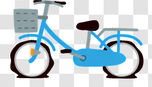 Icon - Blue Bicycle Drawing With Basket Transparent PNG