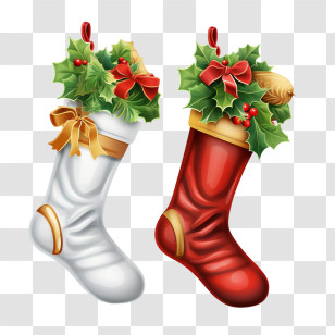 Christmas Stockings
 - Christmas Stockings With Holly And Ribbon Decorations Transparent PNG