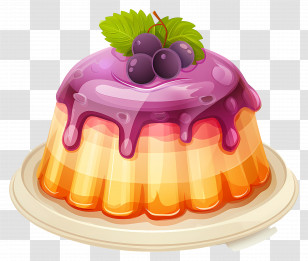 Jelly Cake - Fruit Jelly Dessert With Purple Grape Topping Transparent PNG