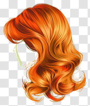 Wig - Red Wavy Hair Digital Illustration Transparent PNG