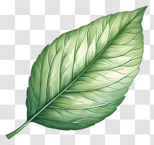 Leaf - Detailed Green Basil Leaf Illustration Transparent PNG