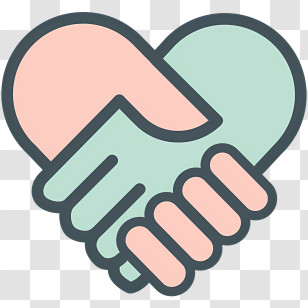 Flat Line Valentines Day - Heart-Shaped Handshake Illustration Transparent PNG