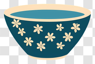 Blue Bowl - Blue Floral Patterned Bowl Illustration Transparent PNG