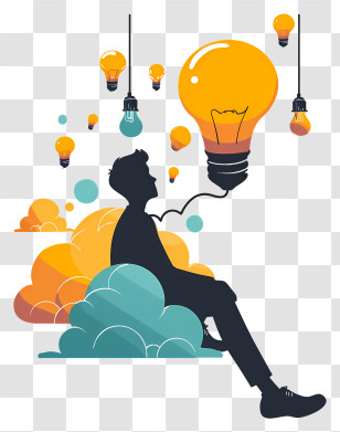 Thinking - Creative Idea Illustration With Light Bulbs Transparent PNG