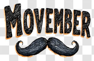 Movember - Movember Text With Mustache Transparent PNG
