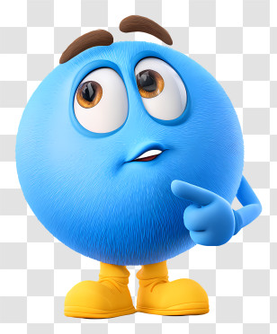 Thinking Emoji - Blue Cartoon Character With Curious Expression Transparent PNG