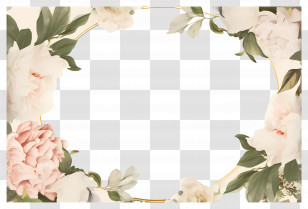 Wedding Background - Elegant Floral Frame With Pastel Flowers Transparent PNG