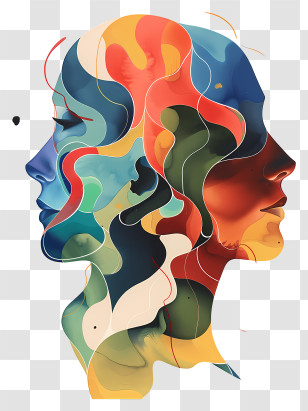 Mental Health - Abstract Colorful Faces Art Transparent PNG