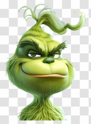 Cartoon Grinch - Green Cartoon Character With Grumpy Smile Transparent PNG