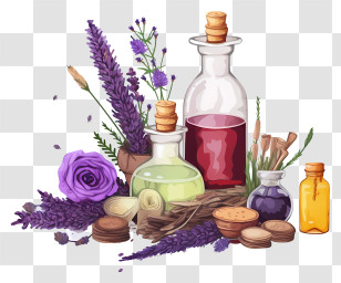 Aromatherapy - Essential Oils And Herbs Illustration Transparent PNG