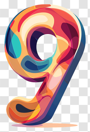 Number 9 - Abstract Colorful Number 9 Transparent PNG