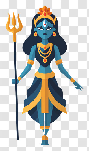 India Goddess Kali - Mythological Goddess With Trident Transparent PNG