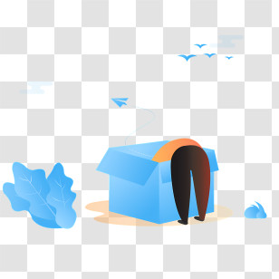 Yoga Mat - Cartoon Person Peeking Inside A Blue Box Transparent PNG