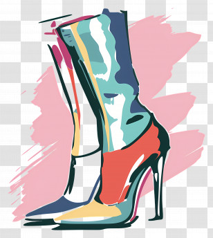 Fashion Boots - Colorful High Heel Boot Illustration Transparent PNG