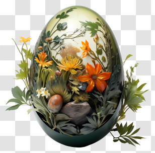 Easter Egg - Decorative Egg With Floral Design Transparent PNG