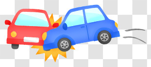 Car Collision - Cartoon Car Crash Illustration With Red And Blue Vehicles Transparent PNG