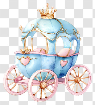 Princess Carriage - Blue Fairy Tale Carriage Transparent PNG
