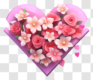 Heart Shaped Box - Heart With Flowers Transparent PNG