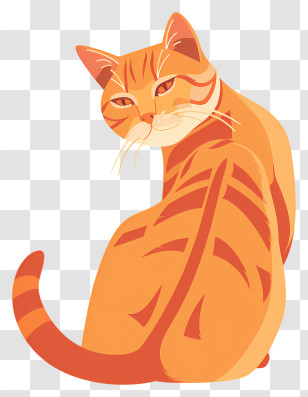 Ginger Cat - Orange Tabby Cat Sitting Gracefully Transparent PNG
