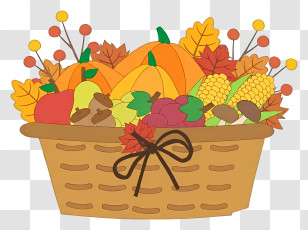 Harvest Basket Arrangement - Autumn Harvest Fruit Basket Transparent PNG