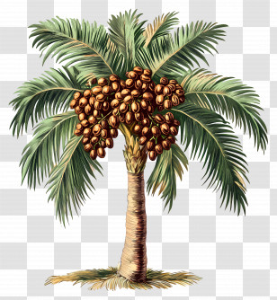 Palm Tree - Tropical Palm Tree With Coconuts Transparent PNG