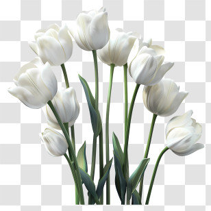 White Tulips - Blooming White Tulip Flowers Transparent PNG