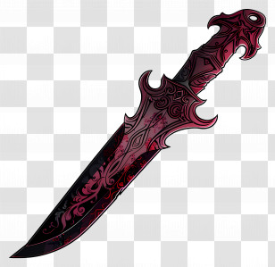 Knife - Ornate Red And Black Dagger Illustration Transparent PNG