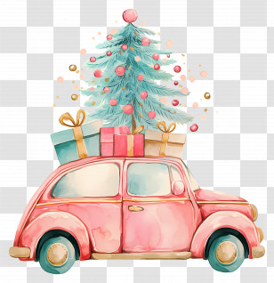 Christmas Car - Car Loaded With Christmas Gifts Transparent PNG